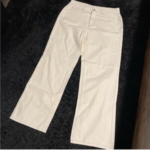 SHEIN Cream Flare Jeans with High Waist